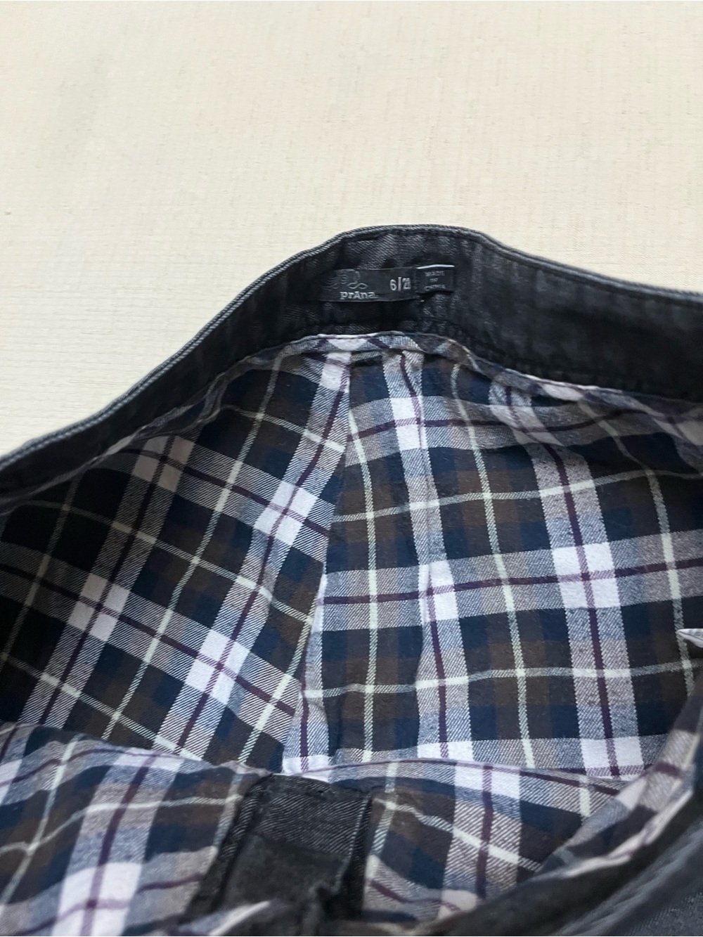 Prana size 6/28w charcoal flannel lined boyfriend jean pants - Picture 6 of 15
